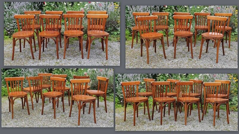Lot 8 bistro chairs in curved wood