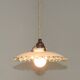 Vintage French Art Deco Opaline Glass Pendant Light Clear Frilled Edge