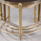 Set of three nesting coffee tables in bronze and smoked glass, 70s