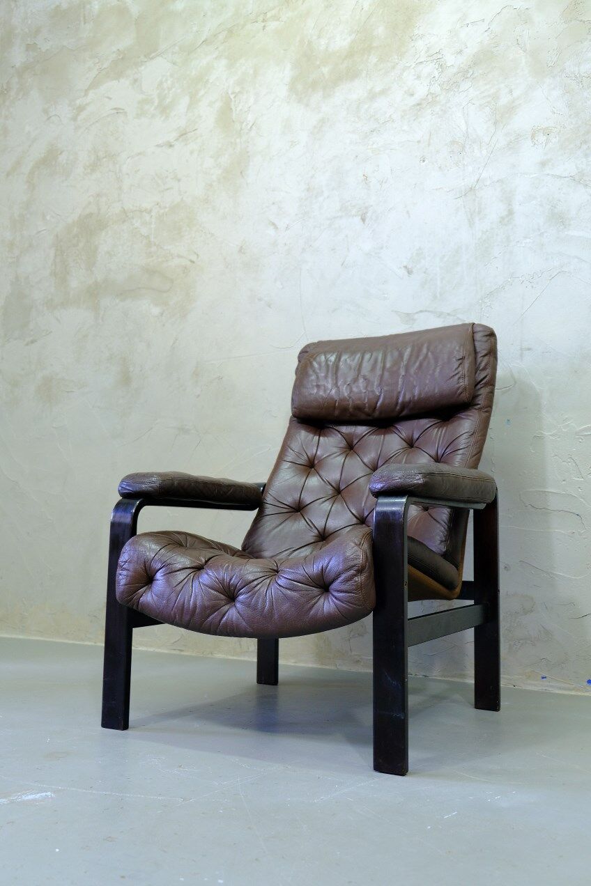 Mid-century Finnish leather lounge chair by Oy BJ Dahlqvist for BD Furniture, 1960s