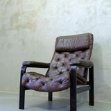 Mid-century Finnish leather lounge chair by Oy BJ Dahlqvist for BD Furniture, 1960s