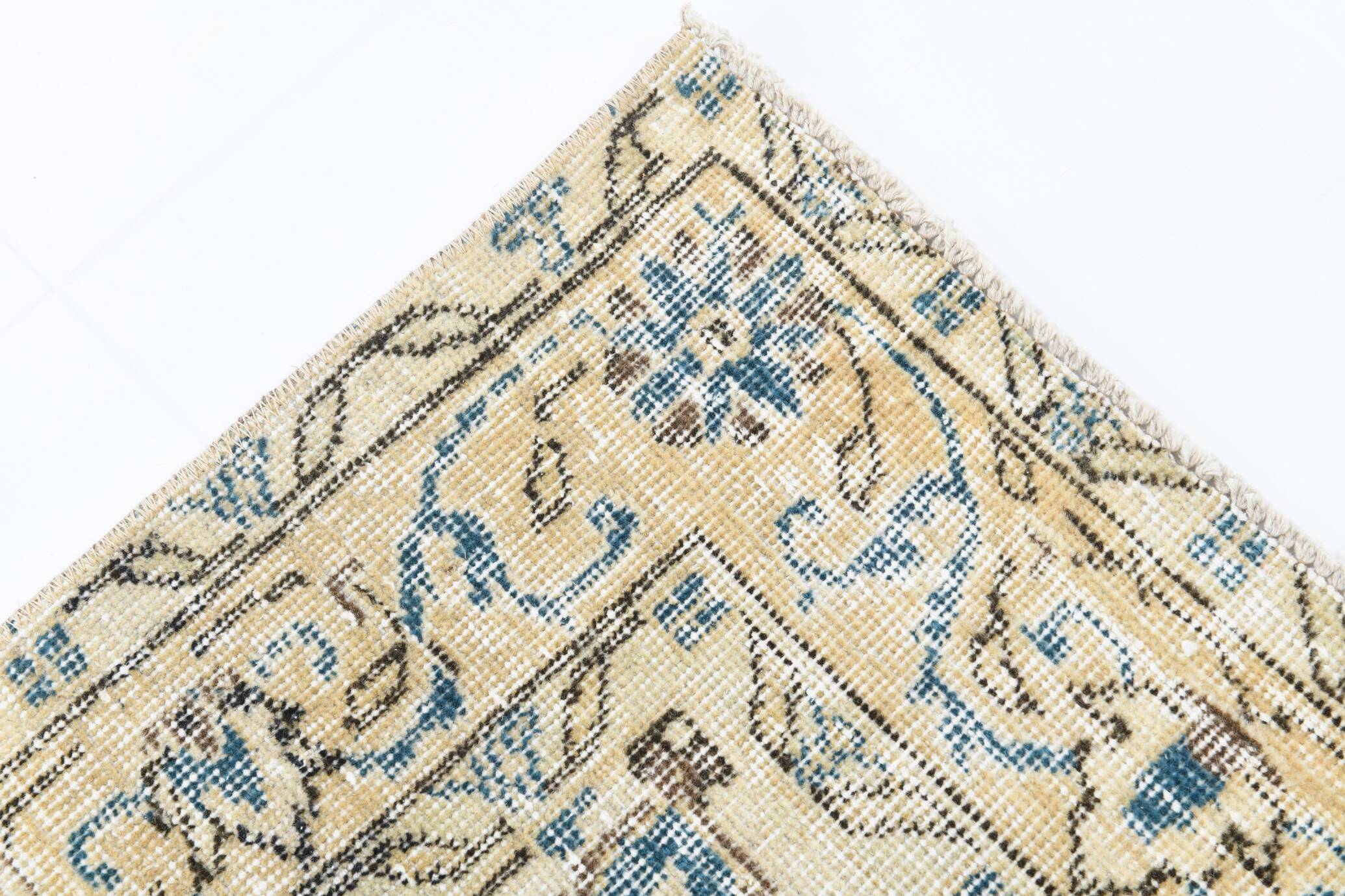 4x7 Rustic Blue & Beige Handmade Persian Rug, 112x212Cm SK 17715