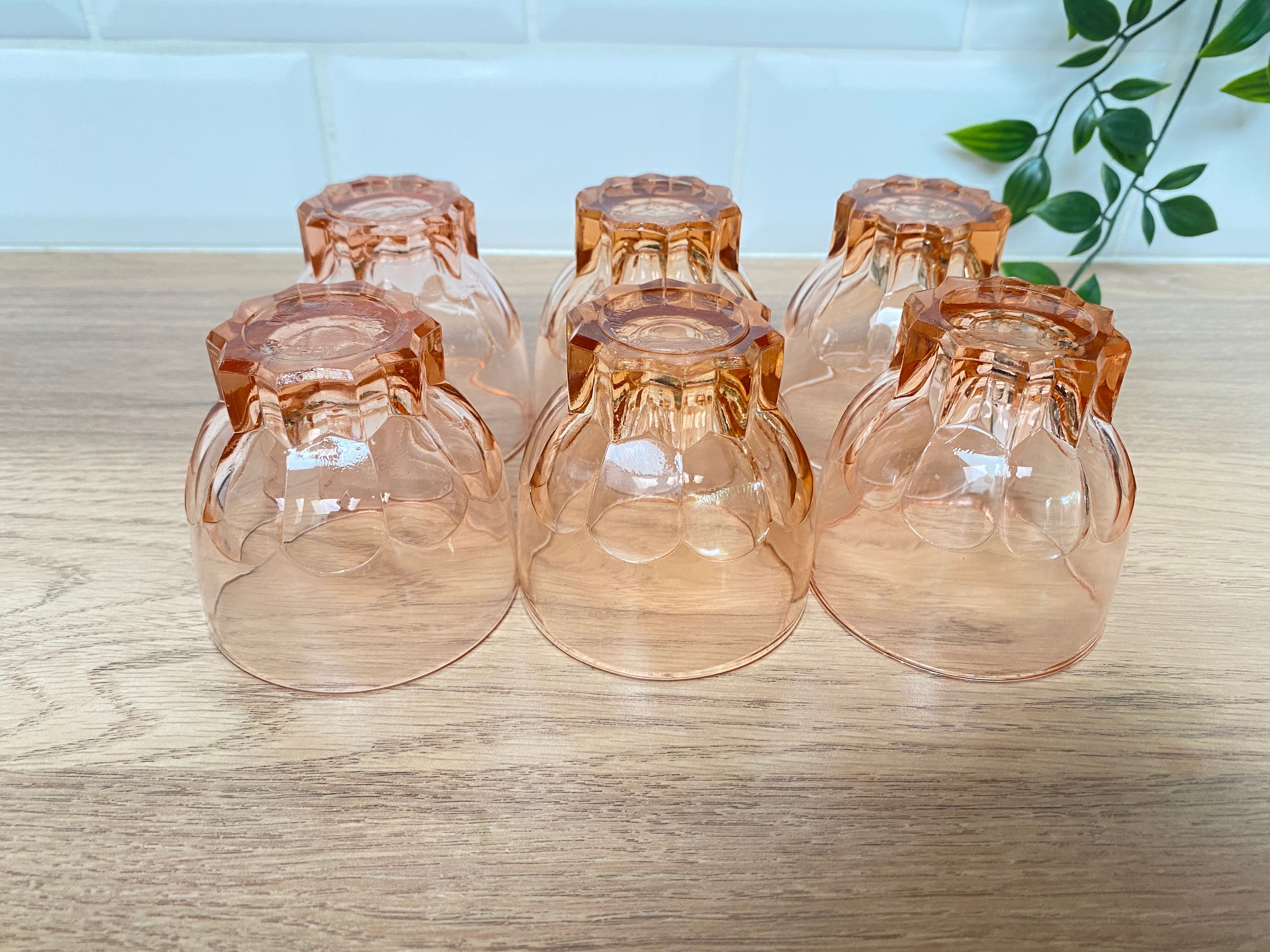 Set de 6 verres vintage Luminarc étoile rose
