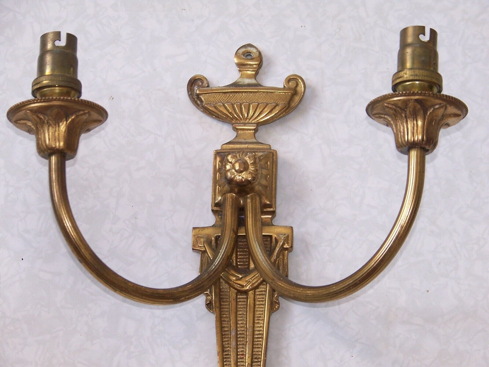 Pair french vintage empire style bronze double wall lights