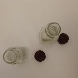 Glass and bakelite art deco salières