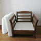 Fauteuil bois et tissu bouclette blanc crème