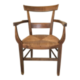 Wood and straw armchair from the 70s