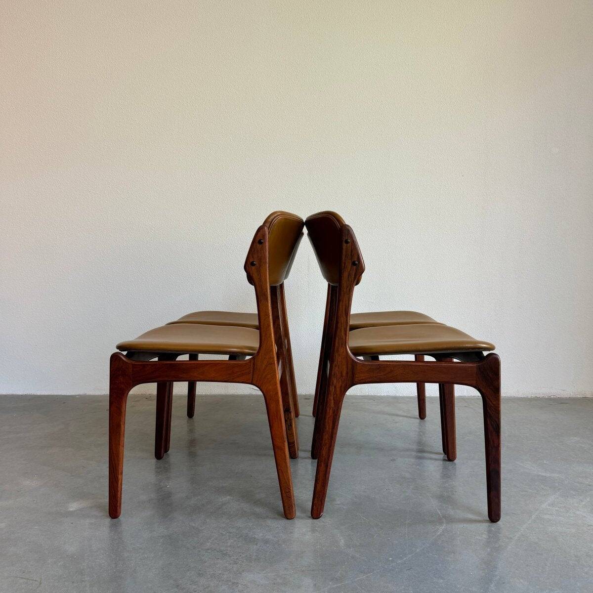 Ensemble de chaises vintage en skaï et palissandre