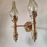 2-light wall light in brass and glass tulips