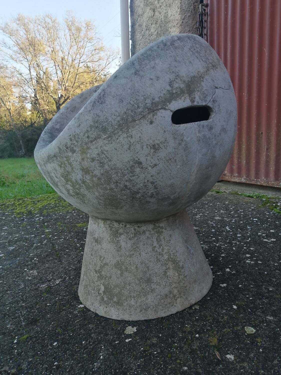 Vintage robert pansart outdoor armchair for elo in fiber cement.