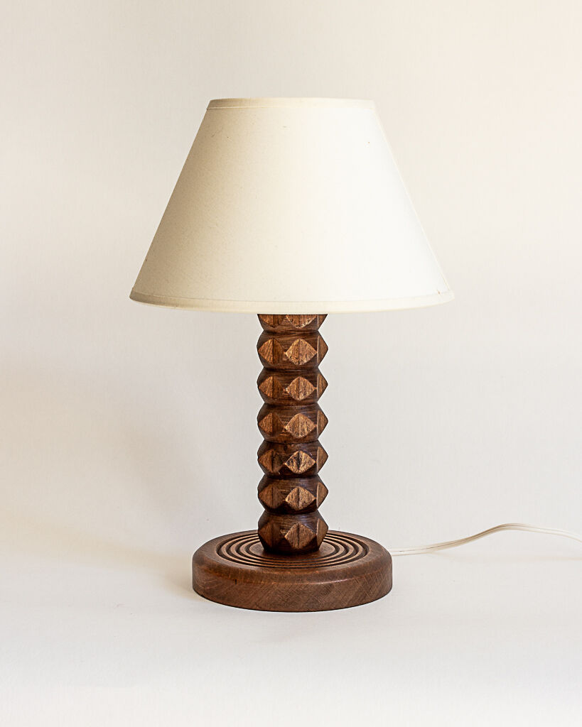 Lamp base in oak or walnut wood, 60s