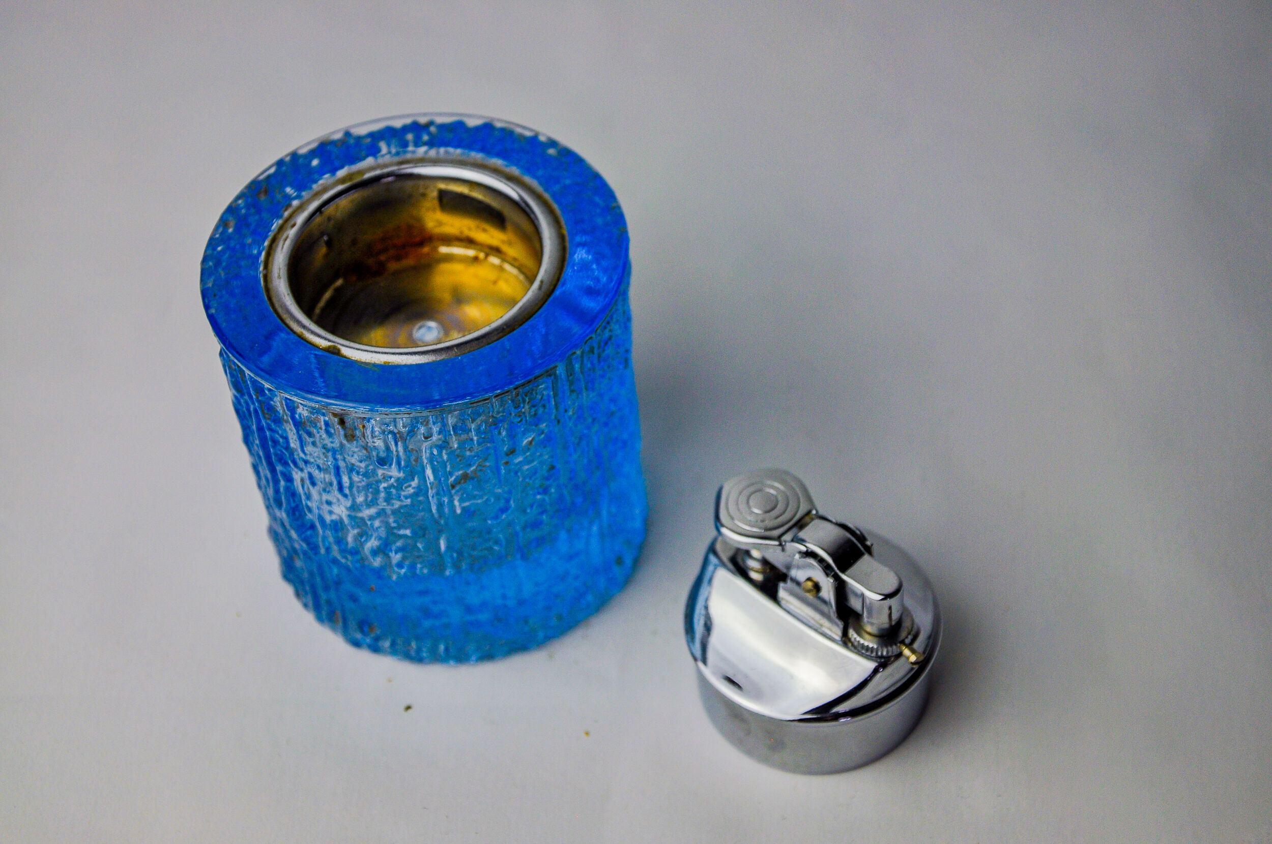 Ice lighter by Antonio Imperatore, blue murano glass, Italy, 1970