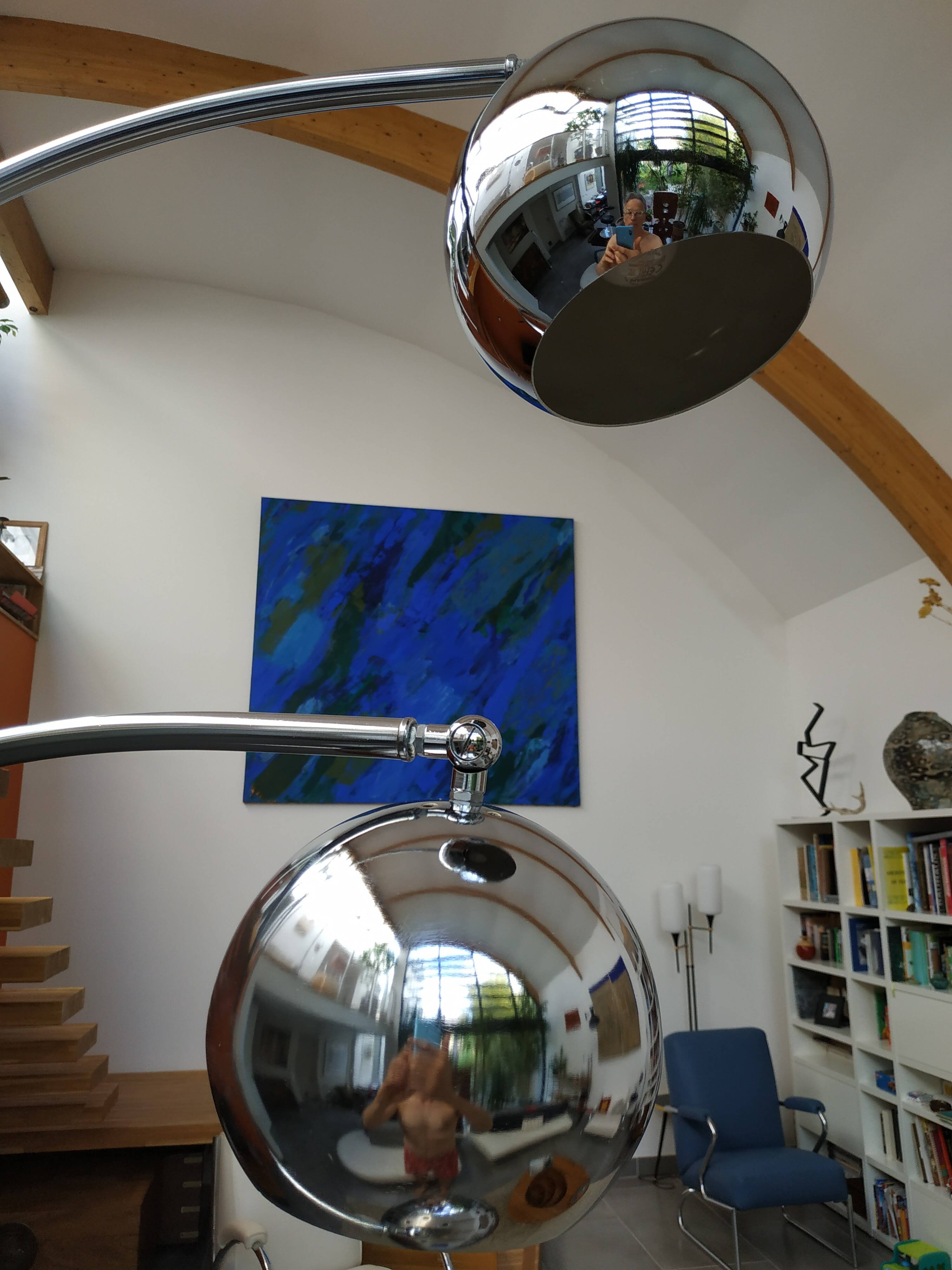 "Muguet" floor lamp by G. Reggiani in chrome metal from the 70s