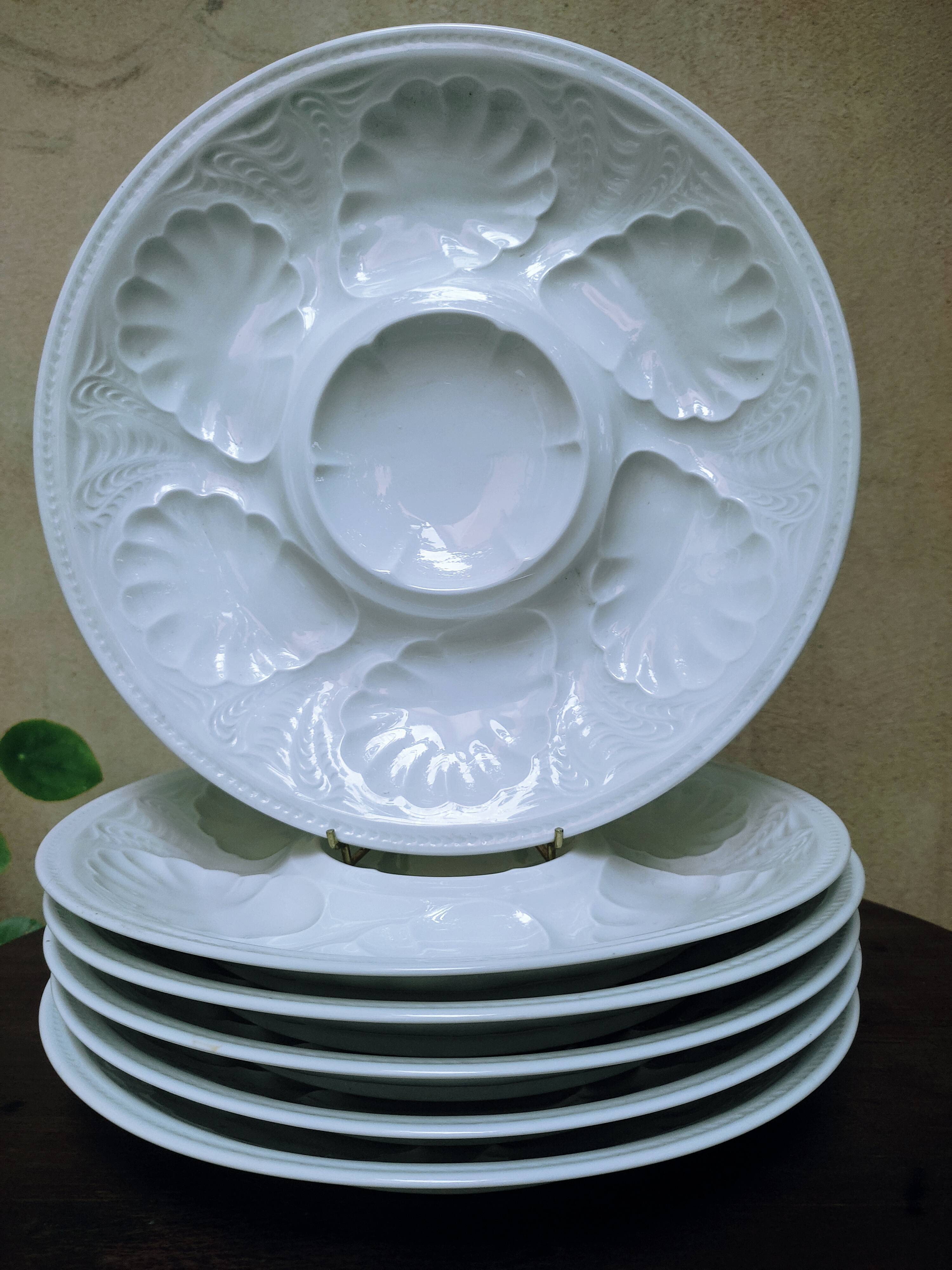 6 porcelain oyster plates by Tharaud