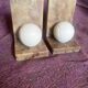 Vintage Italian alabaster bookends "Tennis Ball"