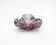 Vintage pink and green glass vide-poche/ashtray, organic shape, Murano.