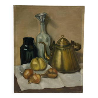 Huile sur toile ancienne nature morte