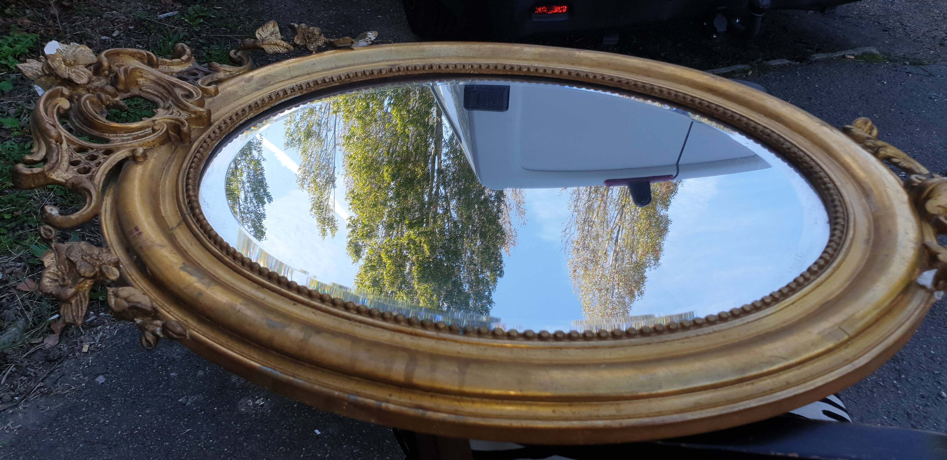 Oval mirror Louis xv period 19th century