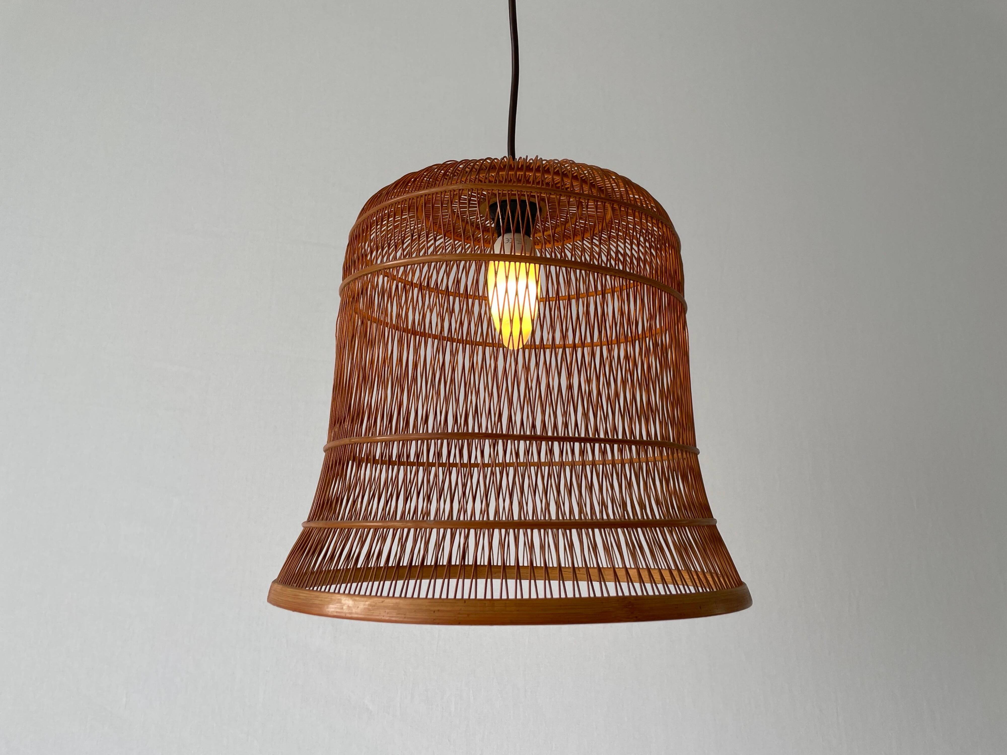 Unique Danish hanging lamp in the shape of a wooden cage, 1960s, Denmark.