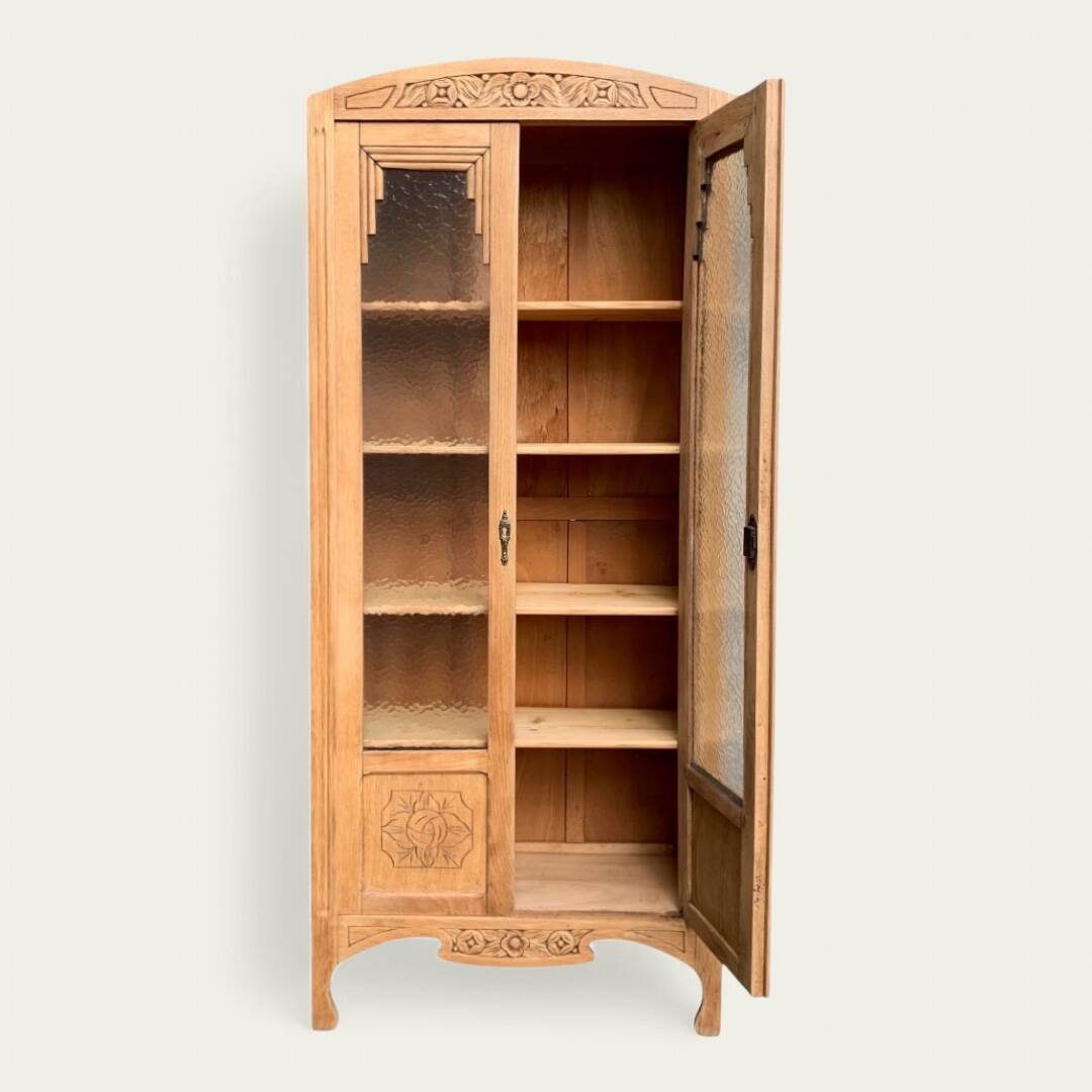 Parisian glass cabinet art deco raw wood 1930