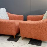 Set of pink and grey club chairs 1960s