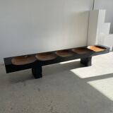 Huge 5-seater bench in two-tone solid wood