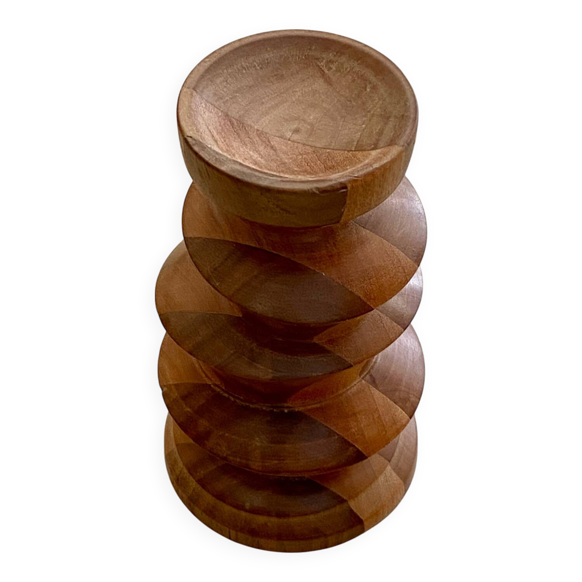 Turned wooden candle holder