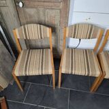 4 vintage self chairs from the 60s with wool seats