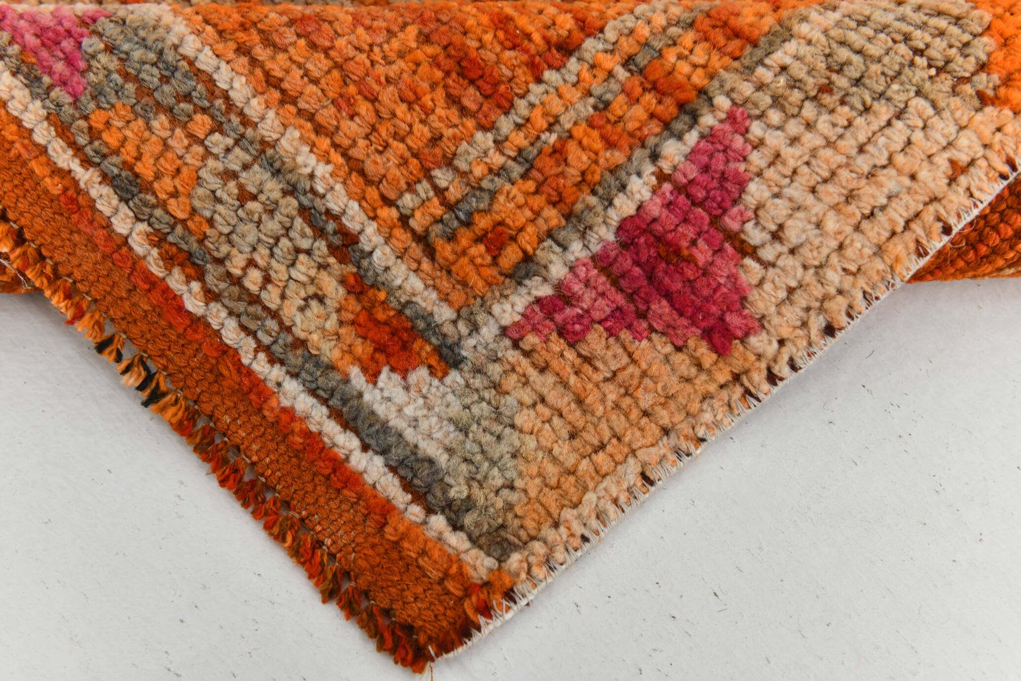 3x10 Burnt Orange Turkish Handmade Wool Runner Rug, 85x318 Cm