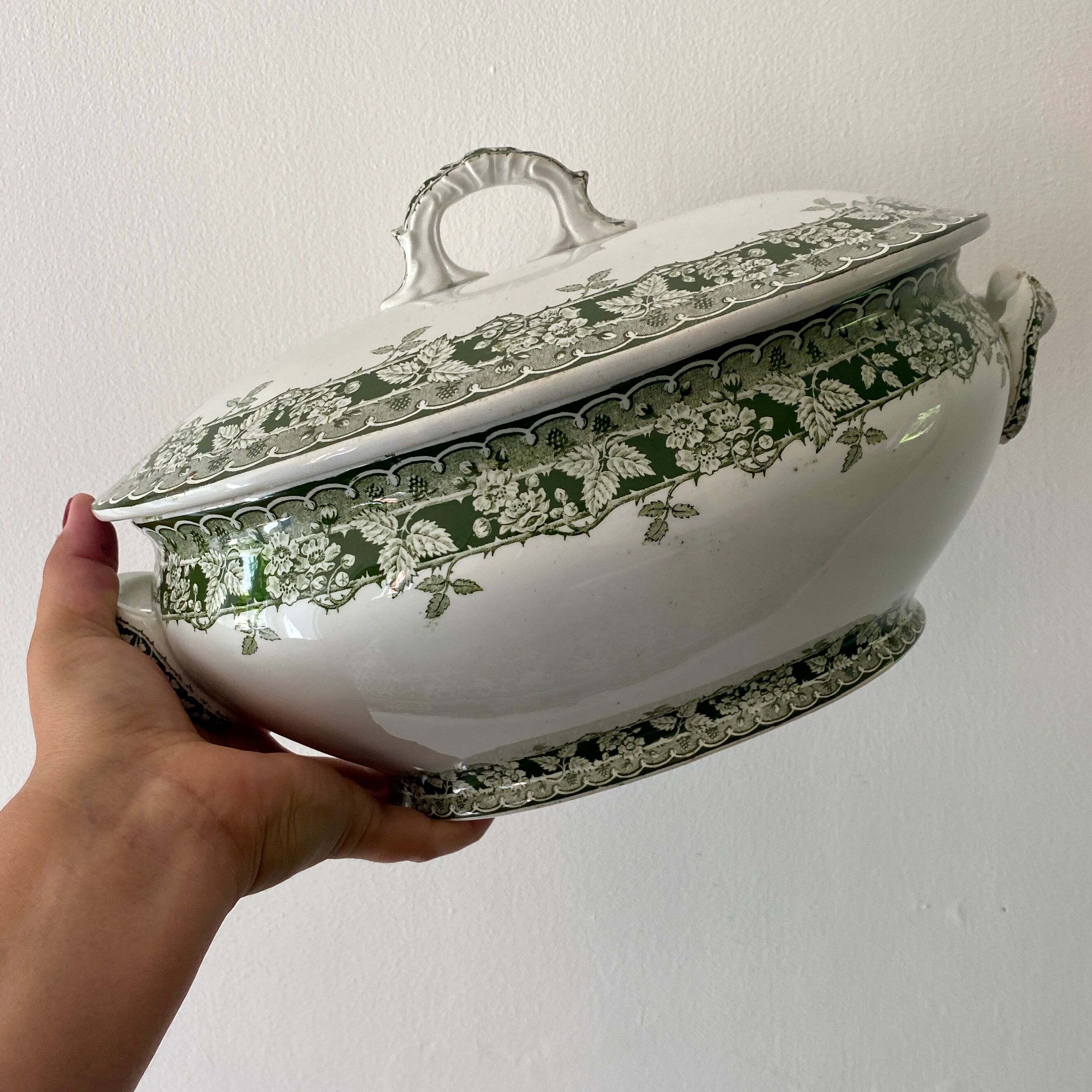 Large old tureen in iron earth, model Murier de Saint amand