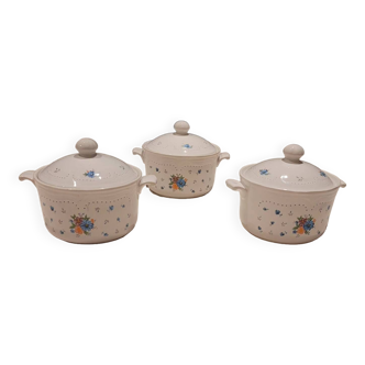 3 Provincial Bouquet Stoneware casseroles