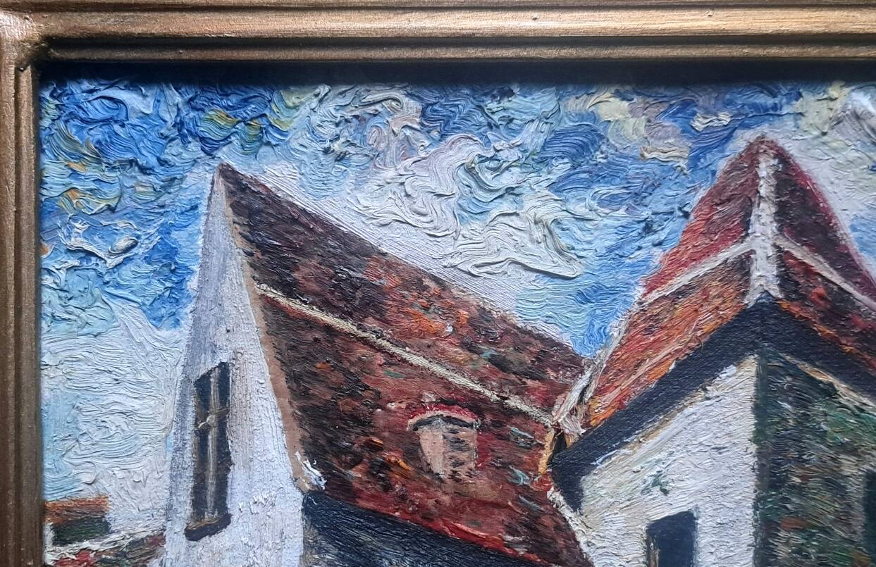 Impressionist painting signed oil on canvas hôtel vassal sarlat 19th c.