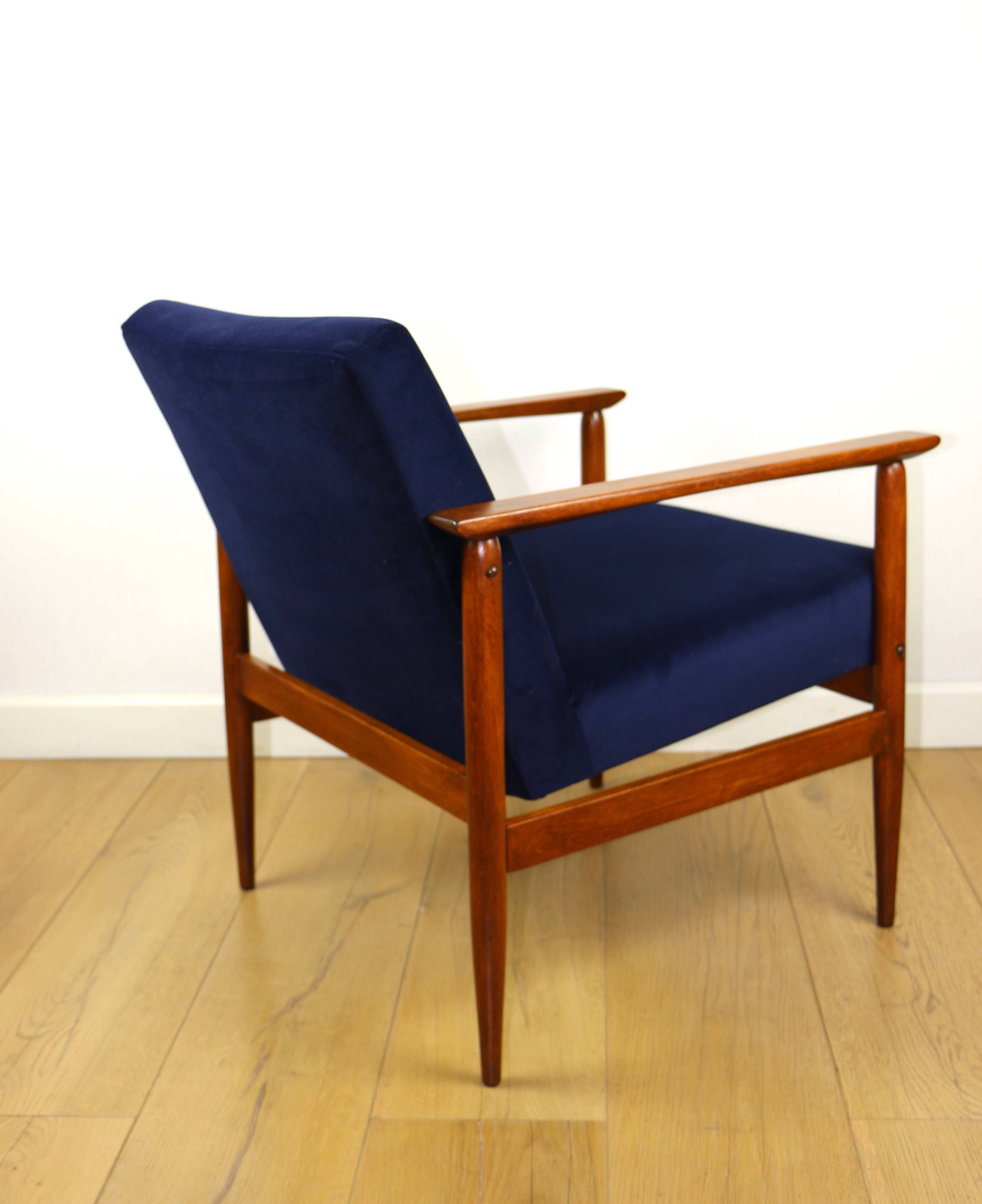 Vintage navy blue easy chair, 1970s