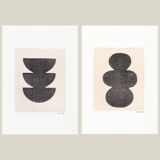 Duo of paintings on paper M636 M631 signed Eawy