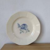 Round plate Digoin Sarreguemines Blue roses