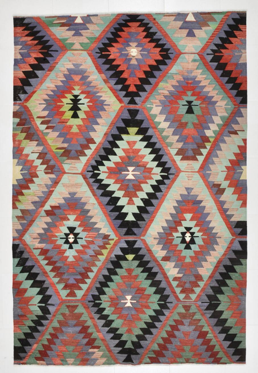6x8 Geometric Handmade Wool Oushak Area Kilim Rug, 170x255Cm