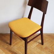 Vintage dining chair from the 1960s, Scandinavian style, wood and fabric.