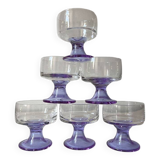 Set of 6 purple footed champagne glasses
