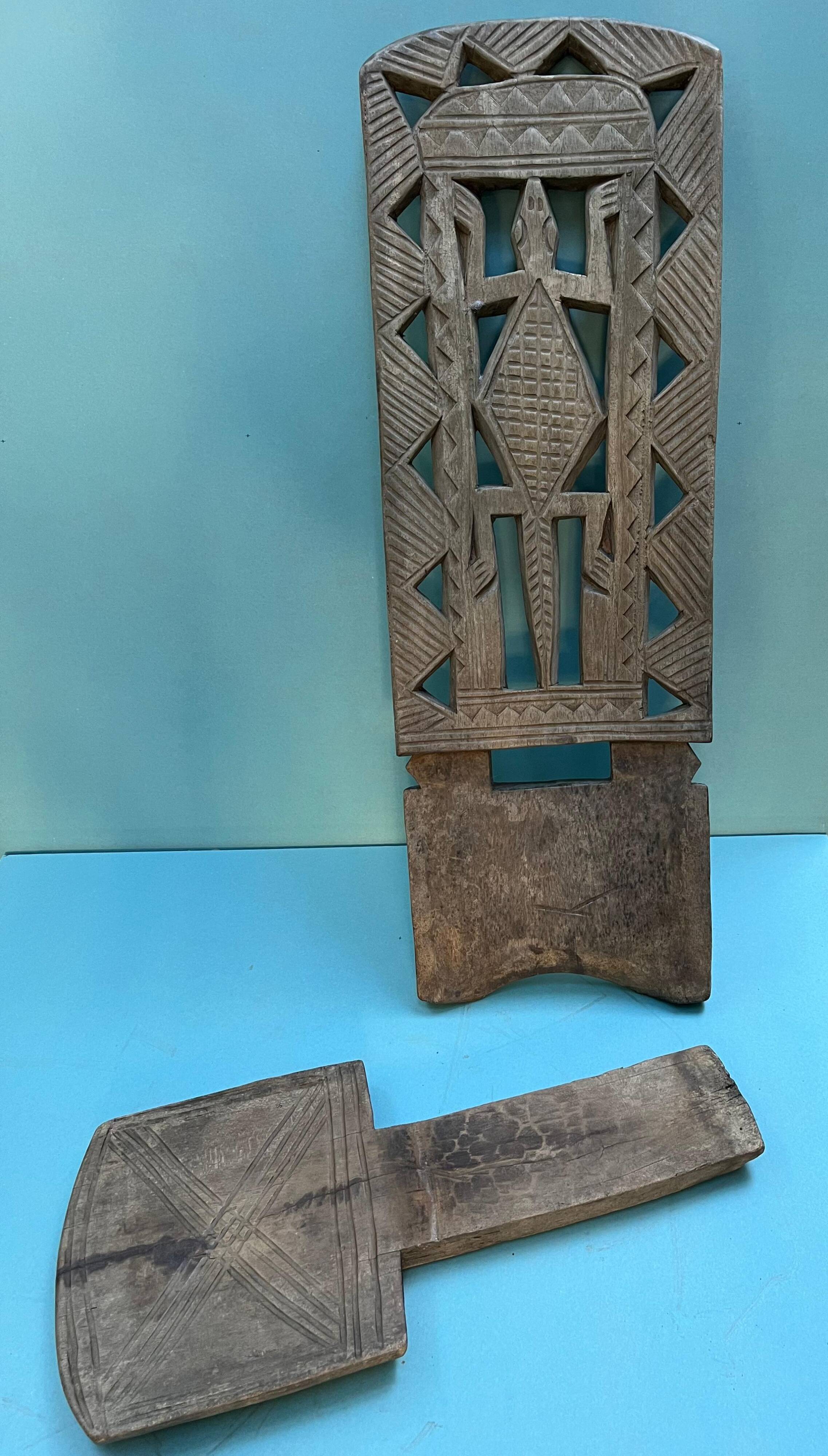 Two Large Antique Bambara (Mali) Palaver Chairs