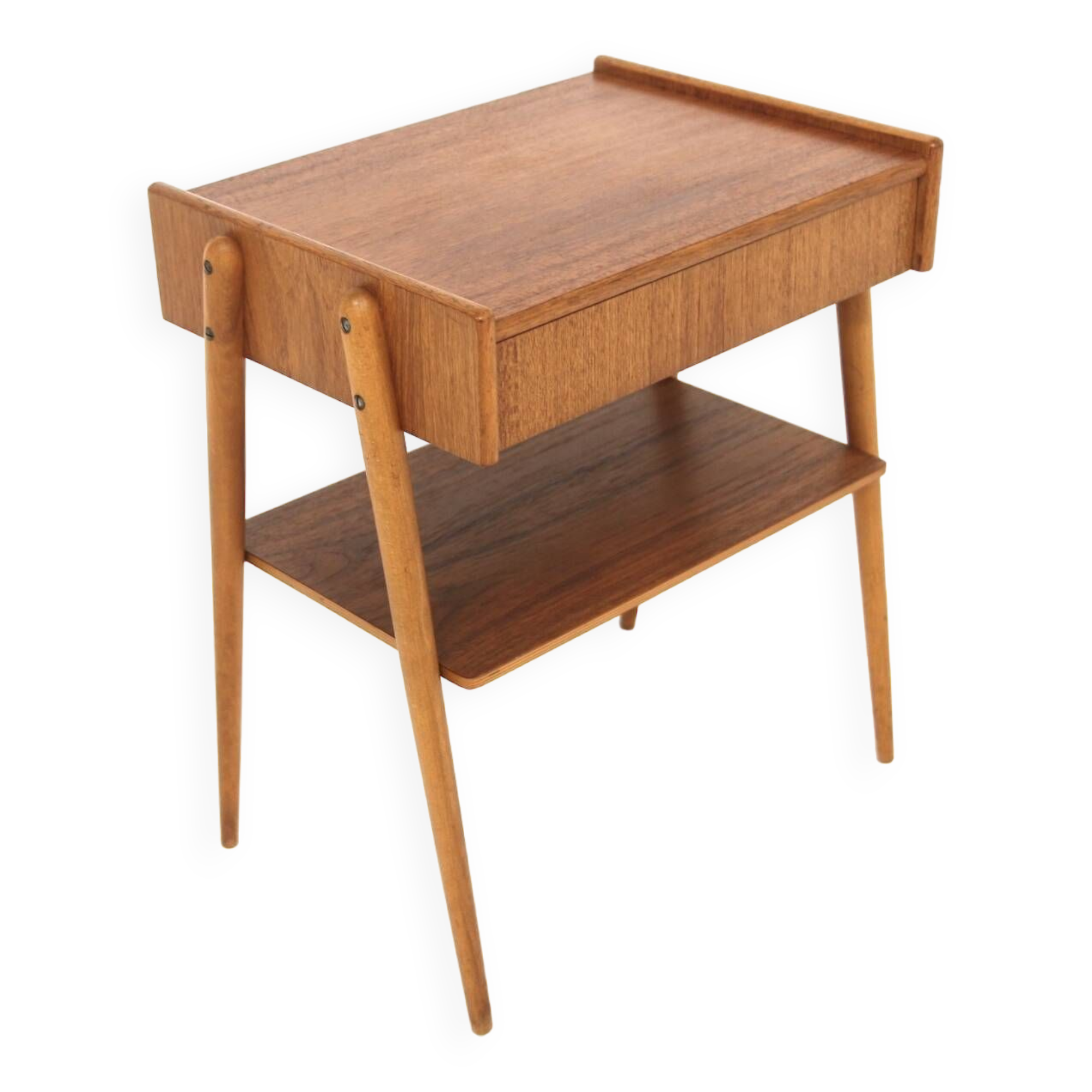 Table de chevet scandinave en teck Carlström Suède 1960