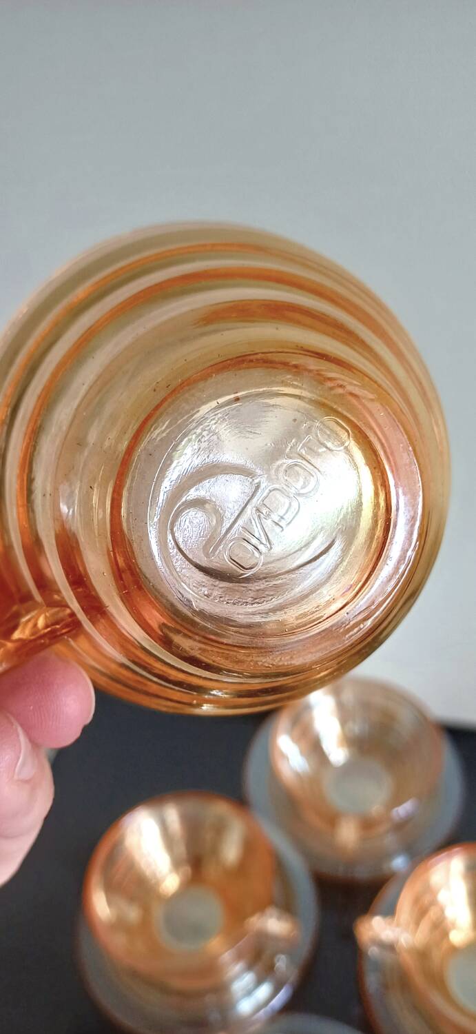 Vintage orange glass Gondolo cups
