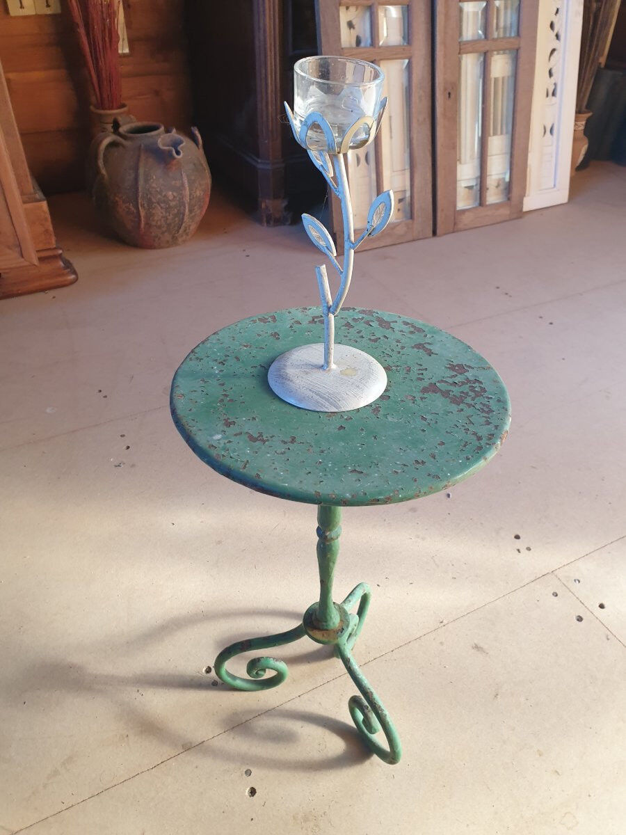 Small green metal side table - mid 20th century