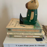 Vintage wooden decorative painted bear from the 60s