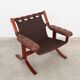 Fauteuil en cuir, design norvégien, années 1970, production : Norvège