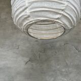 Very large Japanese-style natural rattan and linen pendant light in the shape of a lantern H80 D65