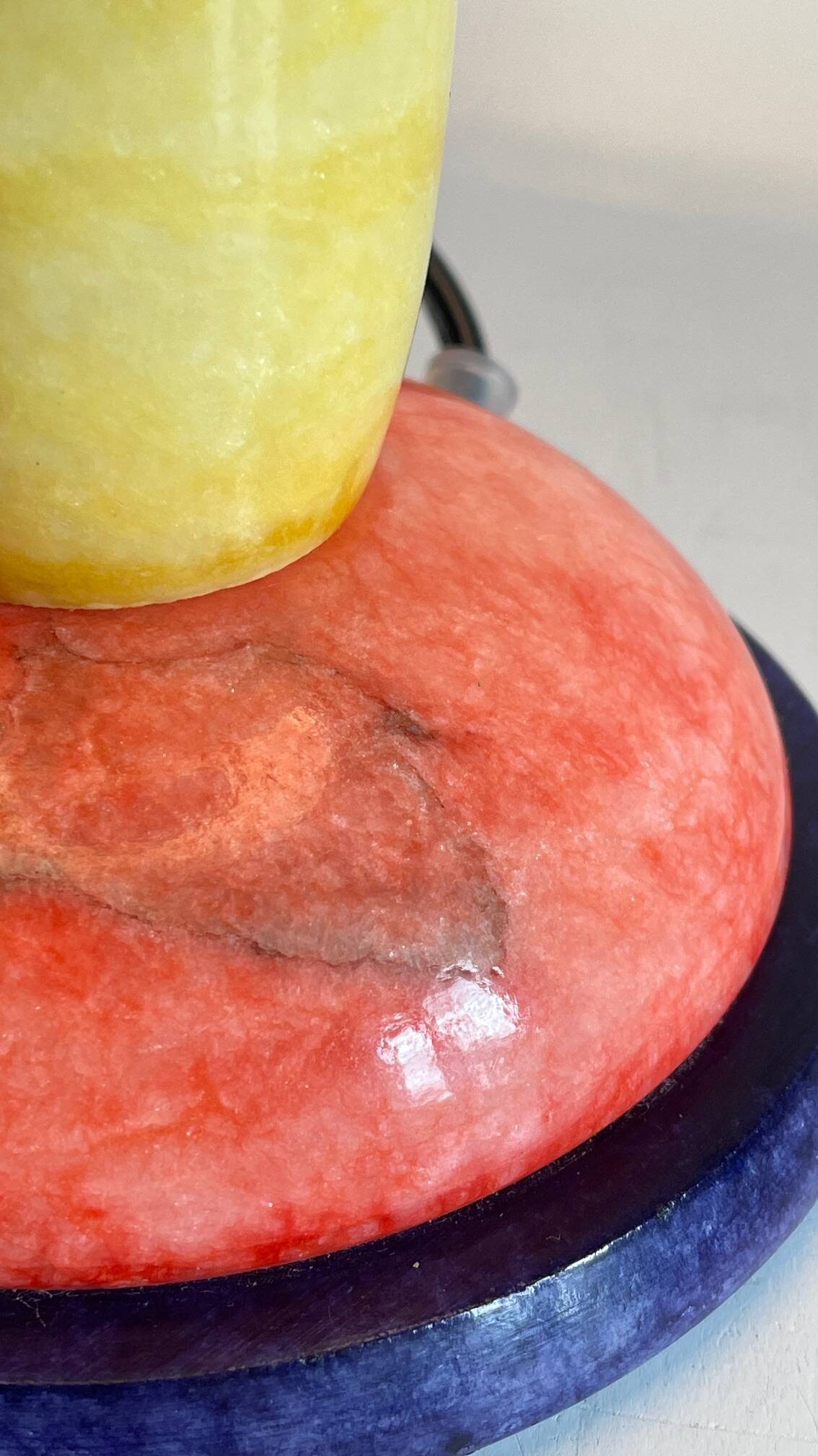 ALABASTER STONE LAMP Blue, Yellow and Red 80s