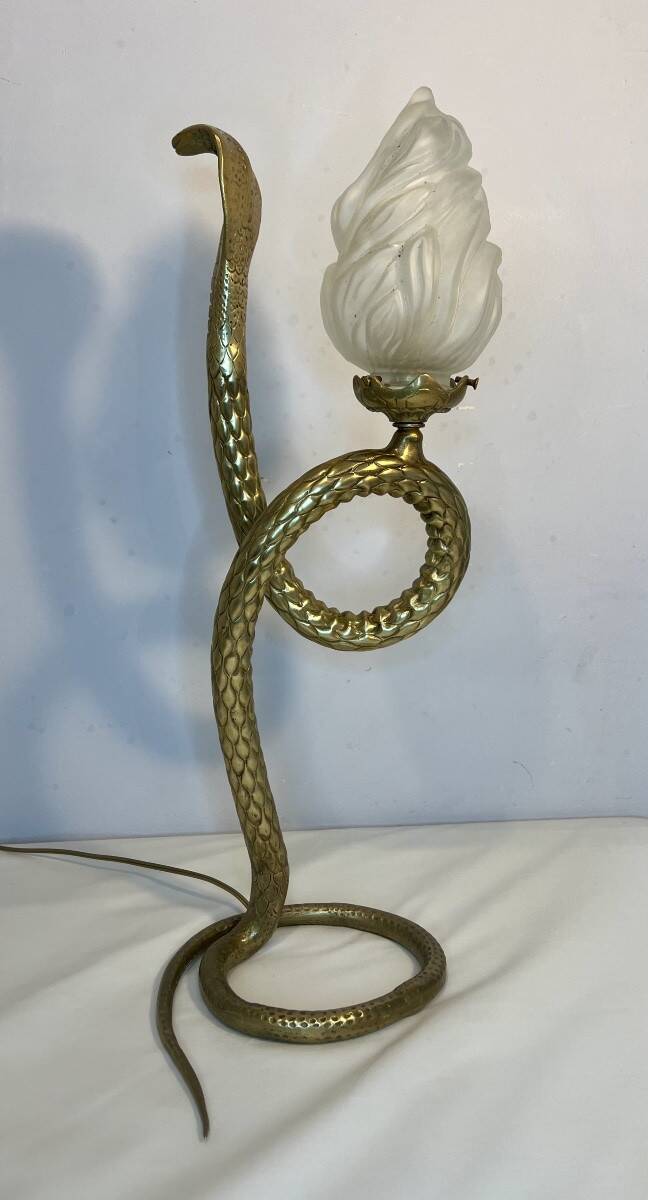 Cobra snake lamp in bronze