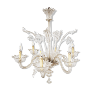 Lustre floral vintage en verre de Murano, années 1950