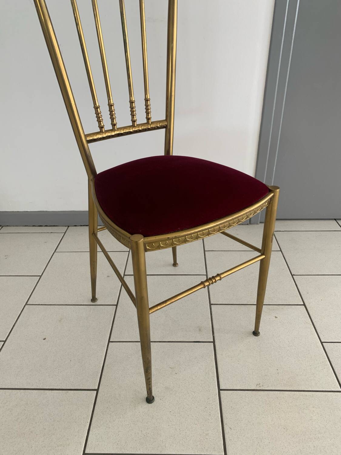 Vintage Chiavari Velvet Chair Circa 1960 Italy