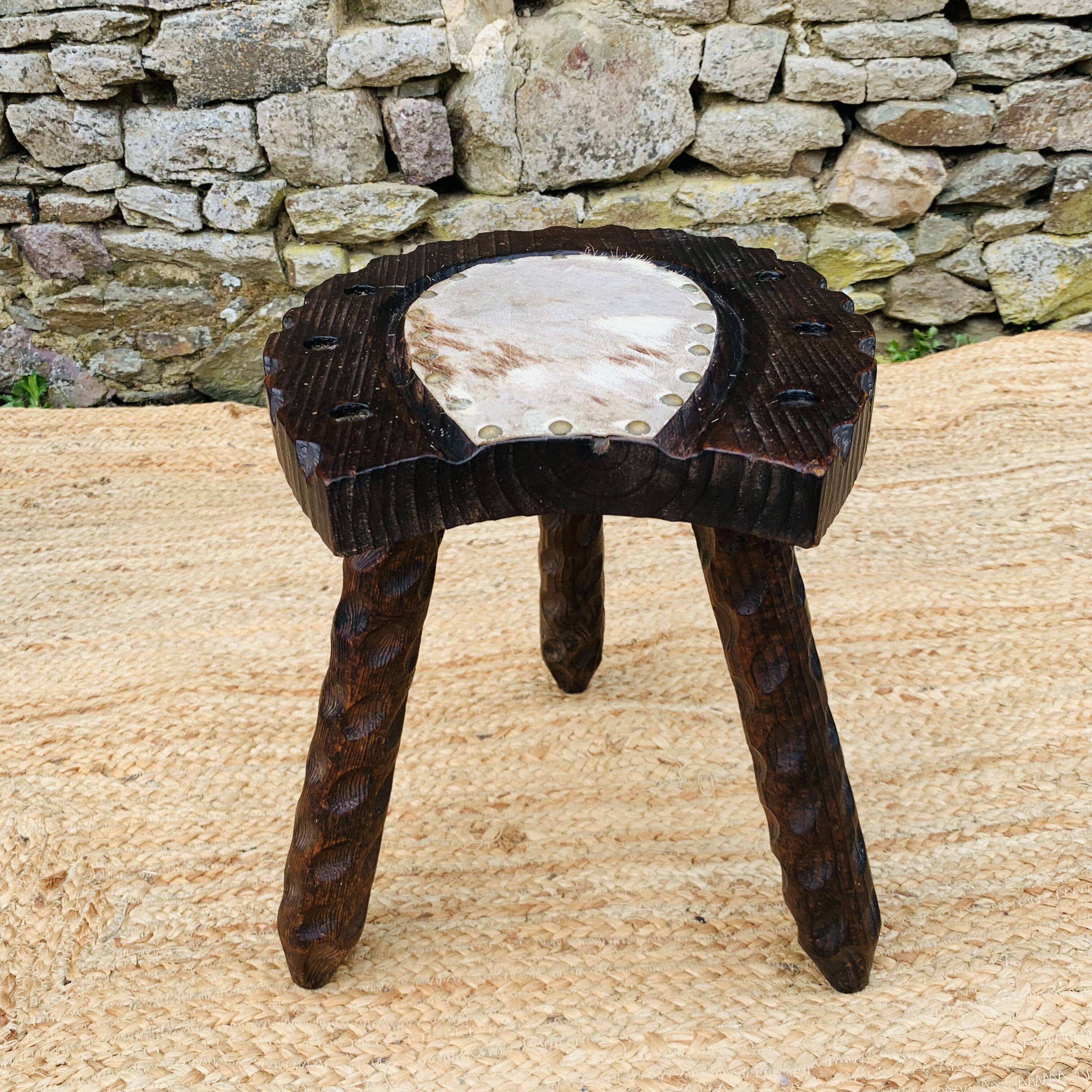 Wooden horseshoe stool